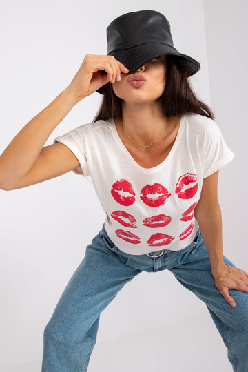 Ecru sieviešu t-krekls ar... 2