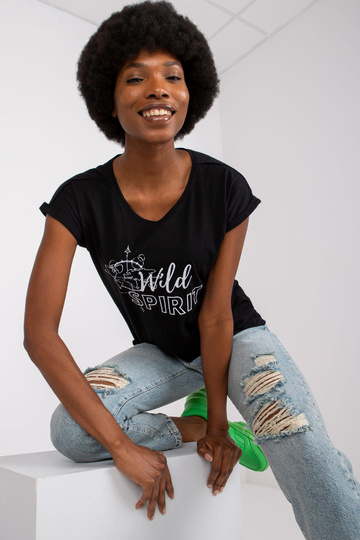 Melns sieviešu t-krekls ar... 2