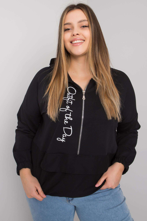 Melna Plain Liela izmēra blūze Elisa