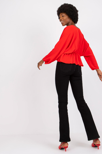 Raquela sarkana blūze ar V...