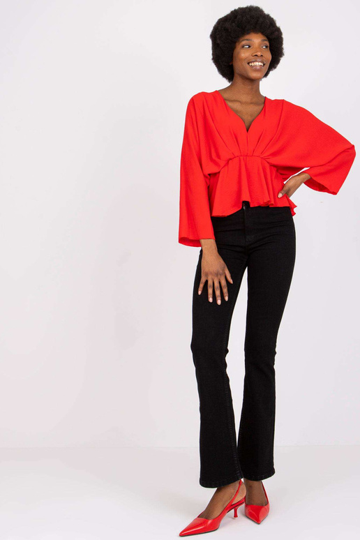 Raquela sarkana blūze ar V veida...