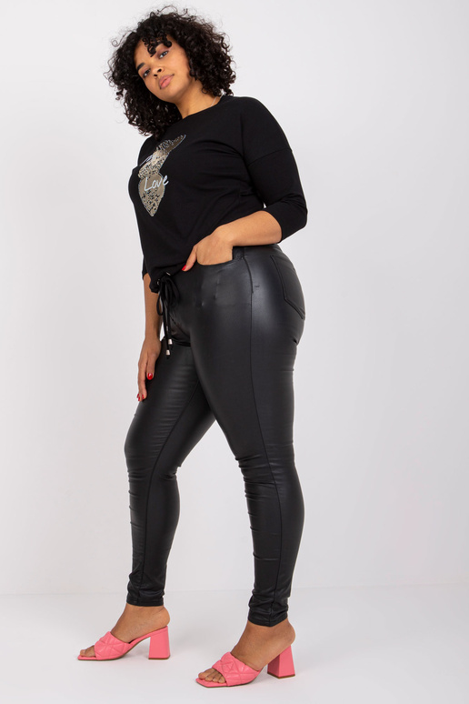 Melna liela izmēra kokvilnas blūze ar...