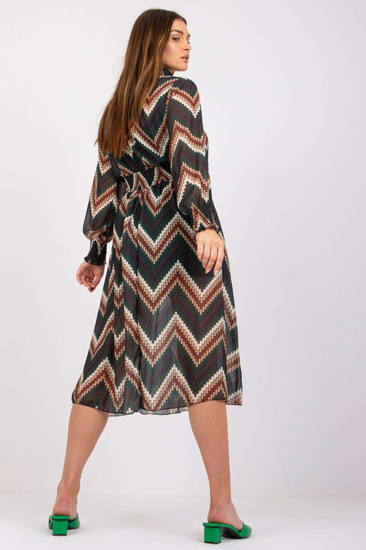 Zaļa kleita ar Santorini apdrukām