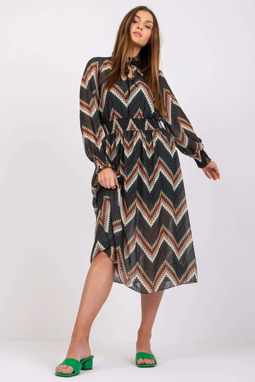 Zaļa kleita ar Santorini apdrukām