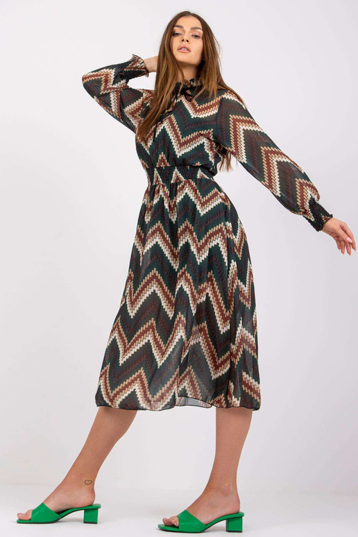 Zaļa kleita ar Santorini apdrukām