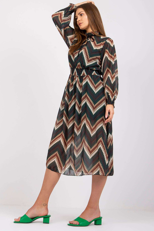 Zaļa kleita ar Santorini apdrukām