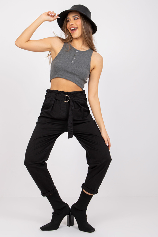 Melnas Cabrera kokvilnas sieviešu bikses