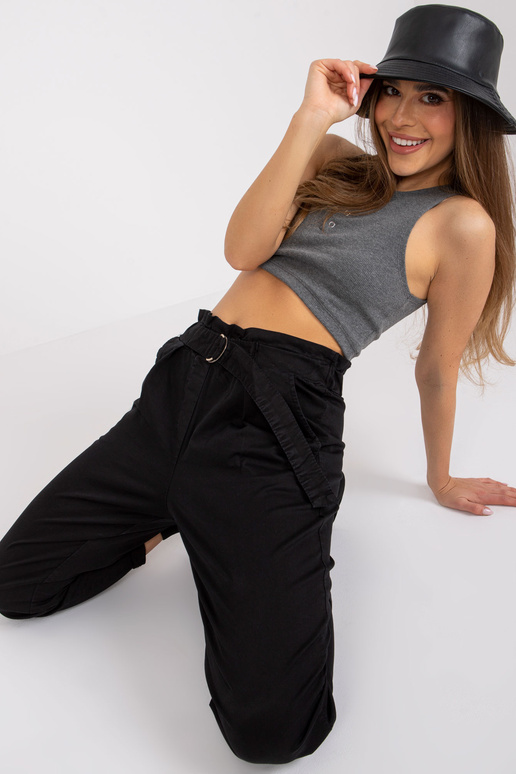 Melnas Cabrera kokvilnas sieviešu bikses