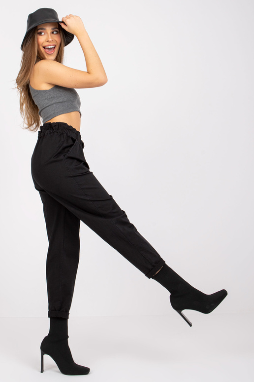 Melnas Cabrera kokvilnas sieviešu bikses