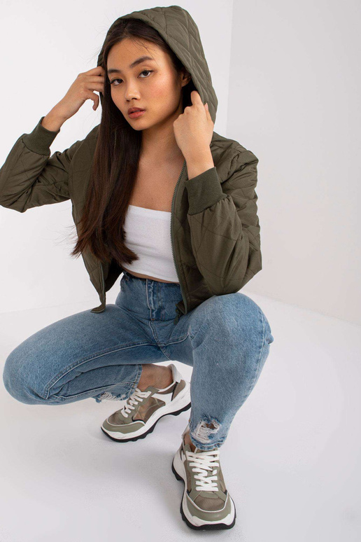 Haki krāsas pārejas jaka ar Quilting...