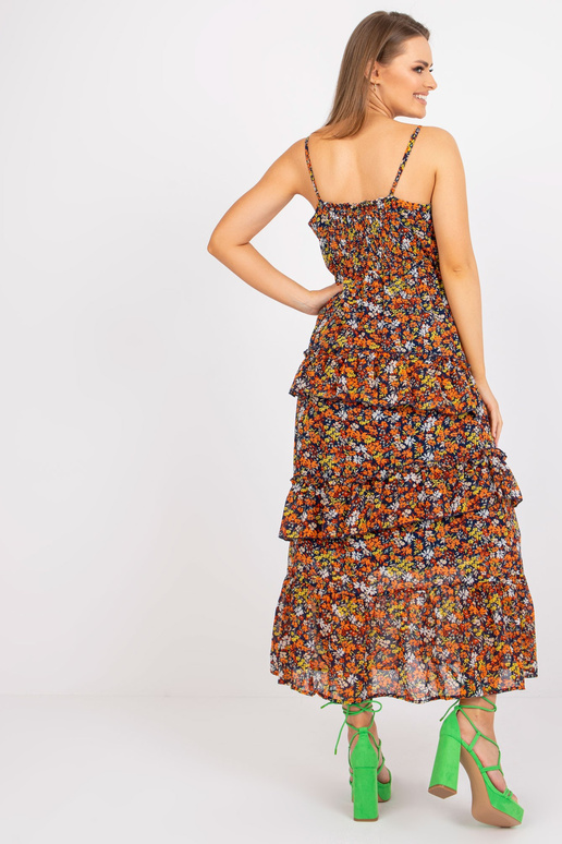 Tumši zila maxi kleita ar ziedu lencītēm