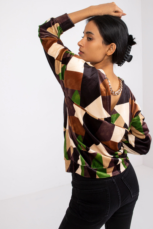 Brūns-haki raksta velūra blūze Liliana Brūns-haki raksta velūra blūze Liliana