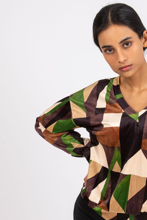 Brūns-haki raksta velūra blūze Liliana Brūns-haki raksta velūra blūze Liliana