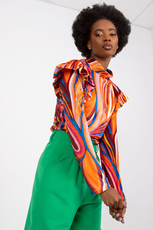 Oranža velūra blūze ar volāniem Lina Oranža velūra blūze ar volāniem Lina