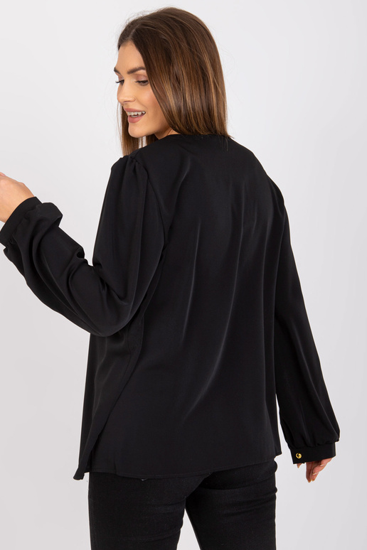 Melna brīva V veida kakla formas blūze