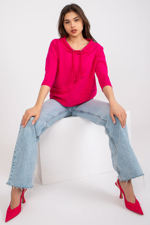 Fuksijas krāsas kokvilnas blūze ar...