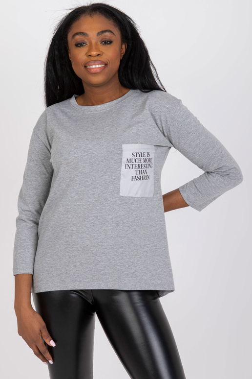 Pelēka melanža ikdienas kokvilnas blūze