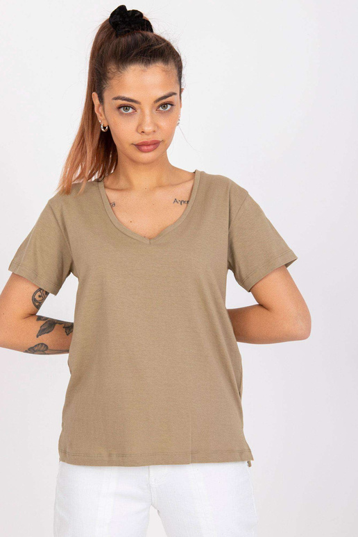 Tumši bēšs kokvilnas t-krekls...