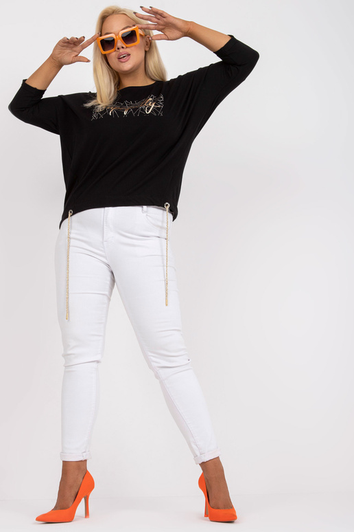 Melna liela izmēra kokvilnas blūze ar... Melna liela izmēra kokvilnas blūze ar...