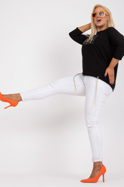 Melna liela izmēra kokvilnas blūze ar... Melna liela izmēra kokvilnas blūze ar...