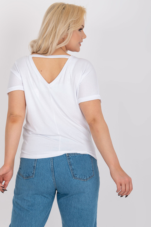 Balta plus izmēra blūze ar V veida...