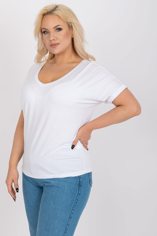 Balta plus izmēra blūze ar V veida...
