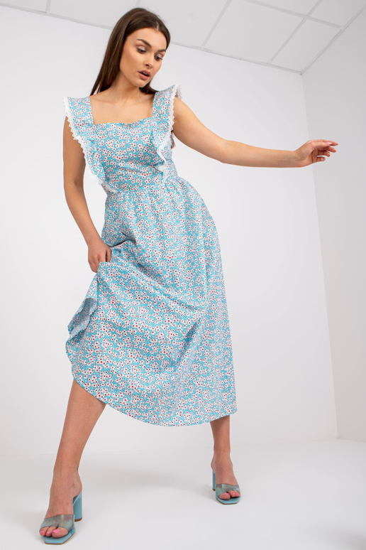 Gaiši zila kokvilnas Maxi kleita ar...