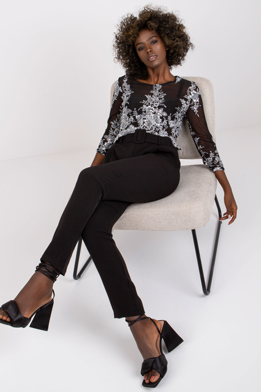 Sieviešu melnas bikses ar elastīgu...