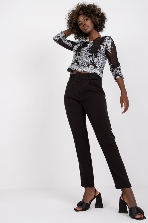 Sieviešu melnas bikses ar elastīgu...