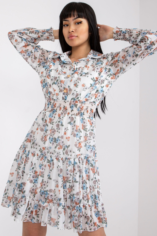 Balta kleita ar ziedu apdruku un...