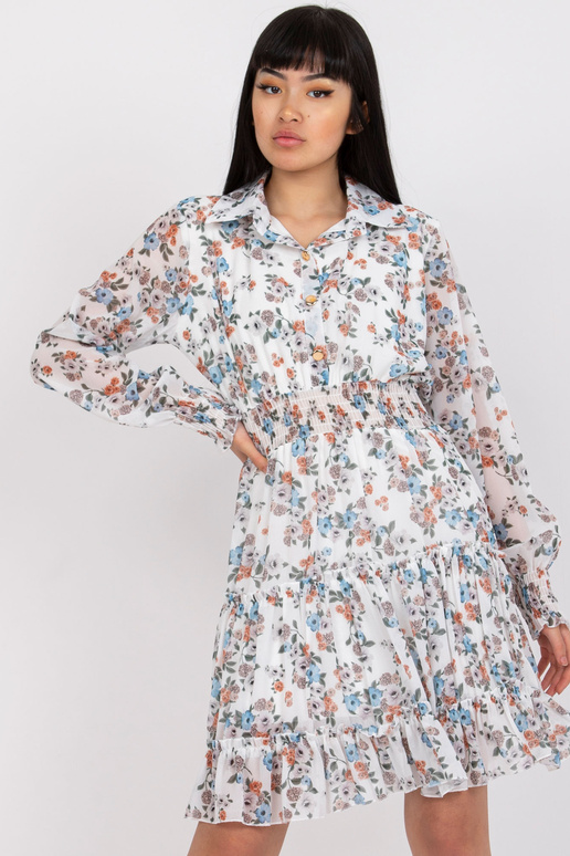 Balta kleita ar ziedu apdruku un...