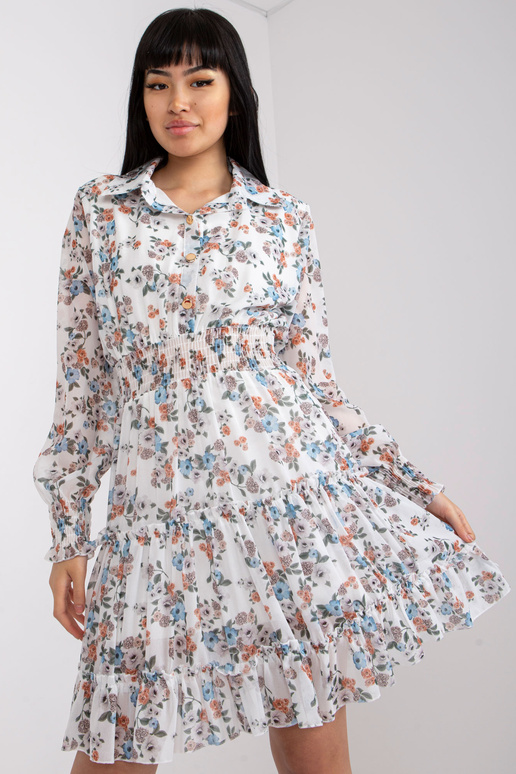 Balta kleita ar ziedu apdruku un...