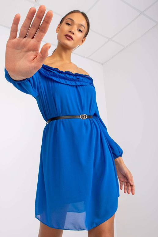 Tumši zila Ameline kleita no pleciem