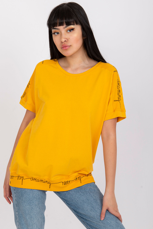 Gaiši oranža kokvilnas ikdienas blūze