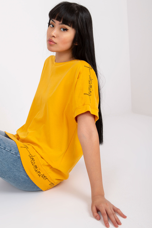 Gaiši oranža kokvilnas ikdienas blūze