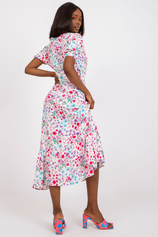 Ecru midi kleita ar ziedu apdruku