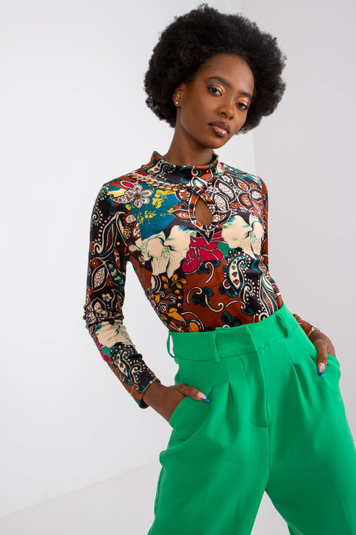 Brūna raksta blūze ar velūru Bologna