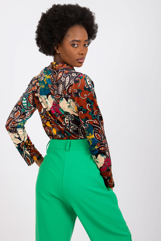 Brūna raksta blūze ar velūru Bologna