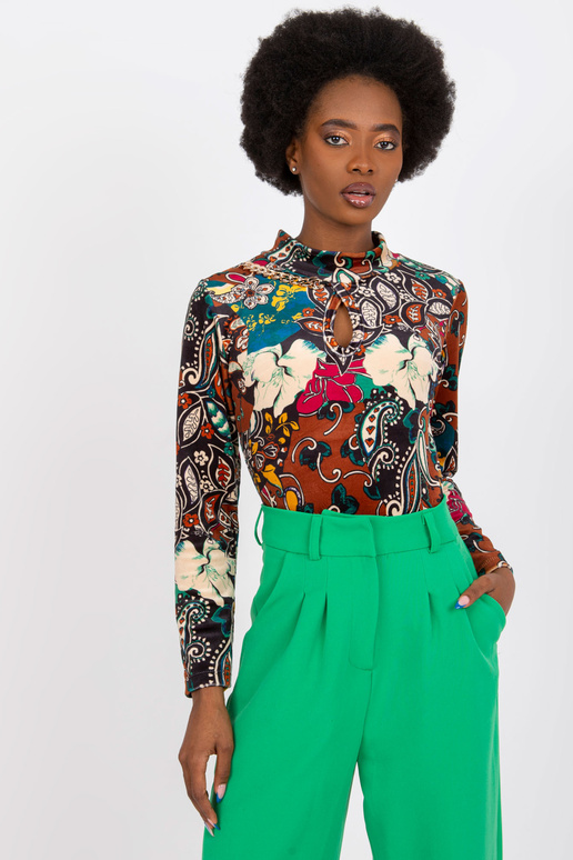 Brūna raksta blūze ar velūru Bologna