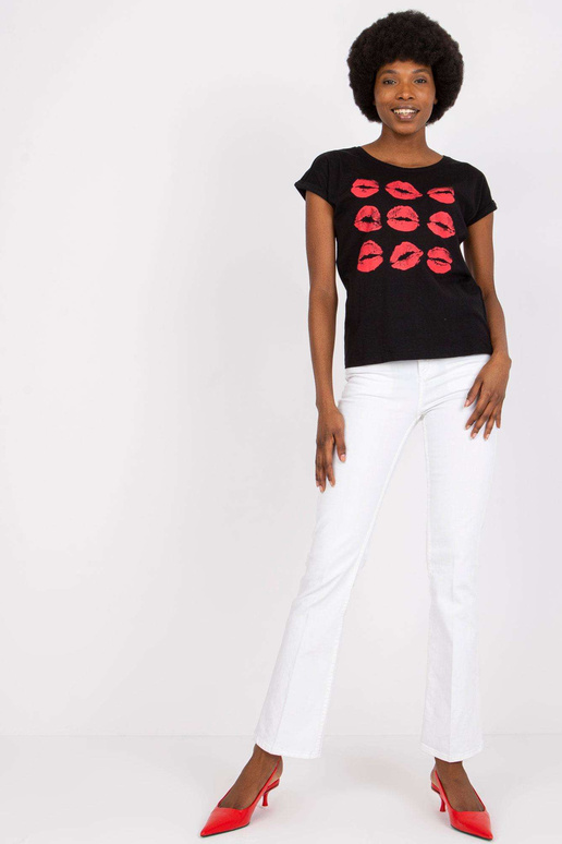 Melns T-krekls ar apdruku Malvina...