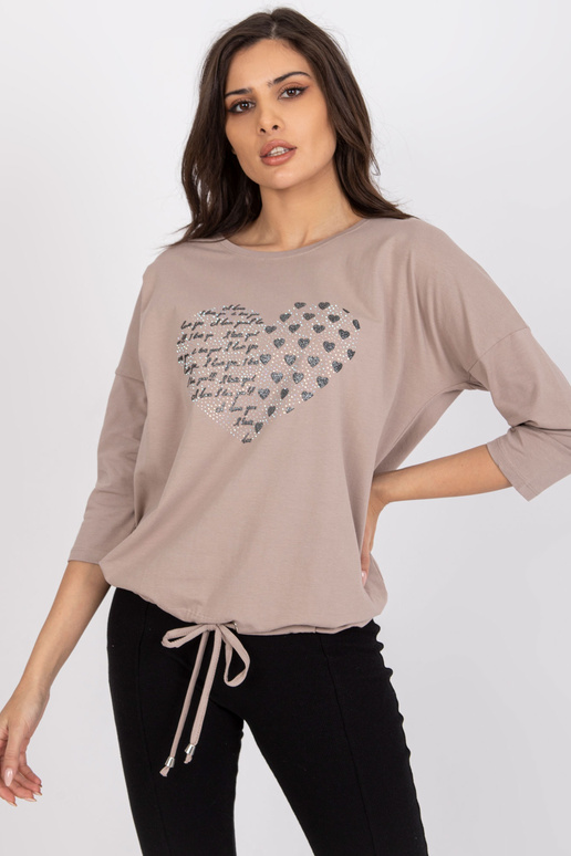 Tumši bēša kokvilnas blūze ar Bindy...