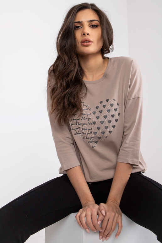 Tumši bēša kokvilnas blūze ar Bindy...