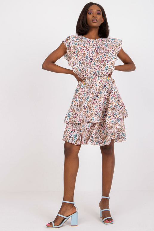 Bēša kleita ar volāniem un ziedu...