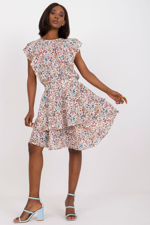 Bēša kleita ar volāniem un ziedu...