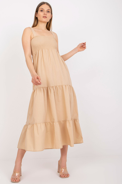 Bēša maxi kleita ar volāniem RUE PARIS