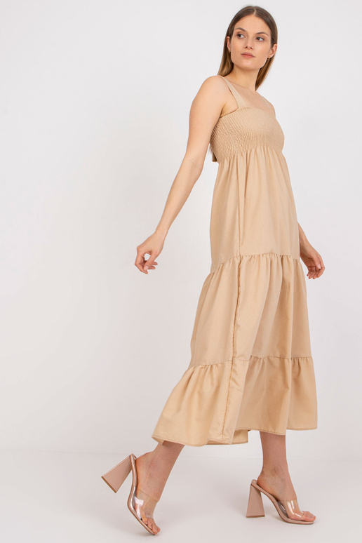 Bēša maxi kleita ar volāniem RUE PARIS