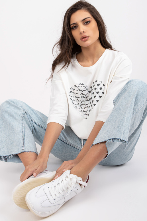 Ecru kokvilnas blūze ar Bindy aplikāciju