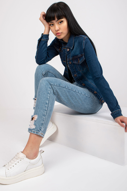 Tumši zila sieviešu kokvilnas džinsa...