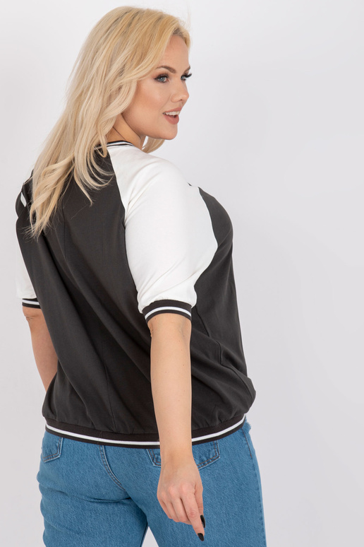 Haki-balta plus izmēra blūze ar V...