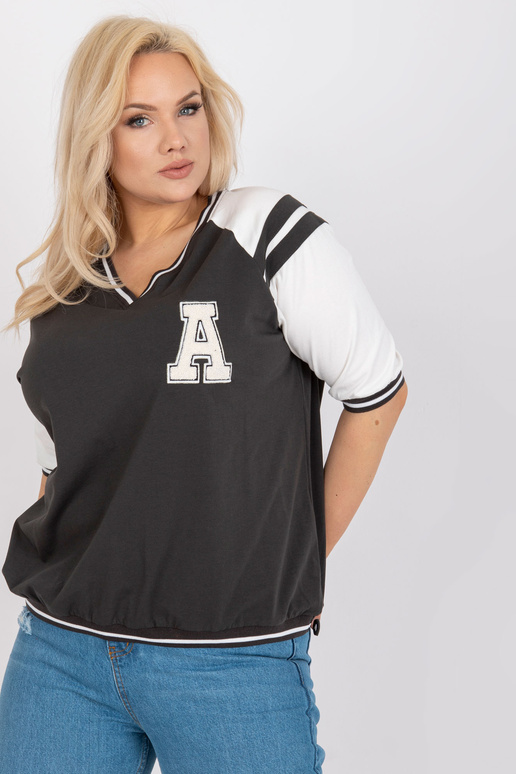 Haki-balta plus izmēra blūze ar V...